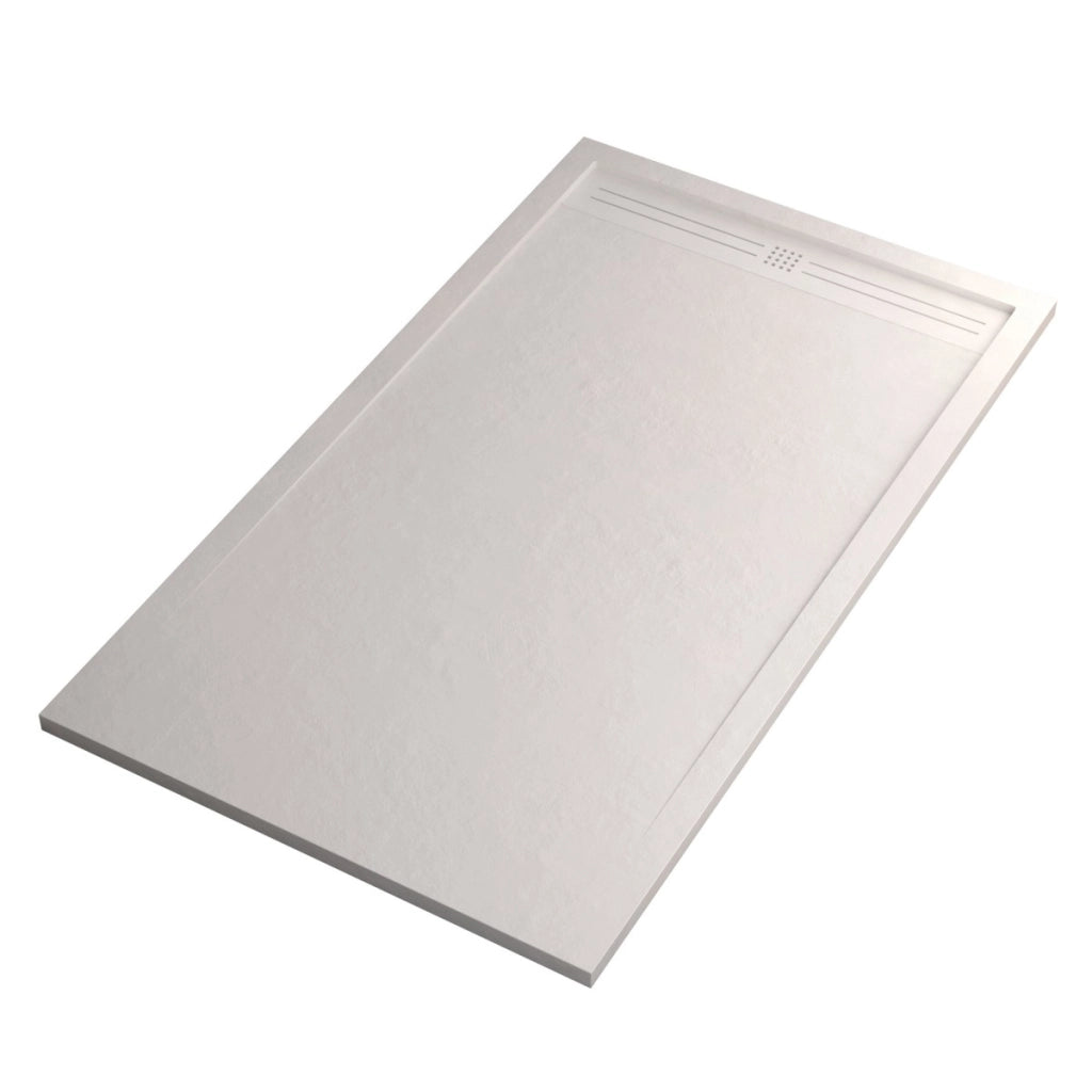 Piatto doccia in marmo resina bianco pietra cemento grid, misura 90x160