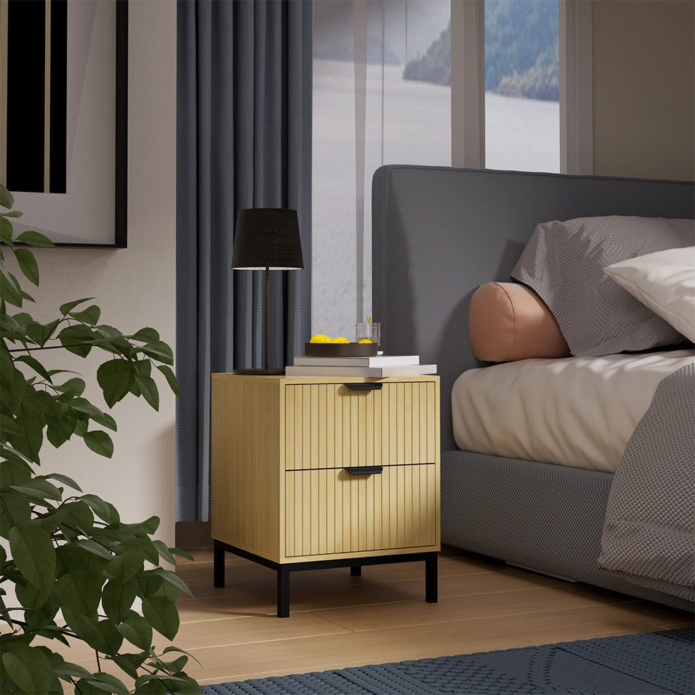 Vicco Comodino Rovere 40 x 52 cm con 2 cassetti