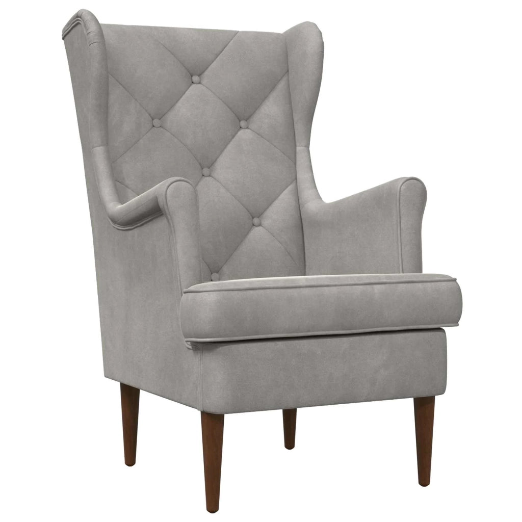 Poltrona-Divano Sedia-Poltroncina Grigio Chiaro Velluto 752771