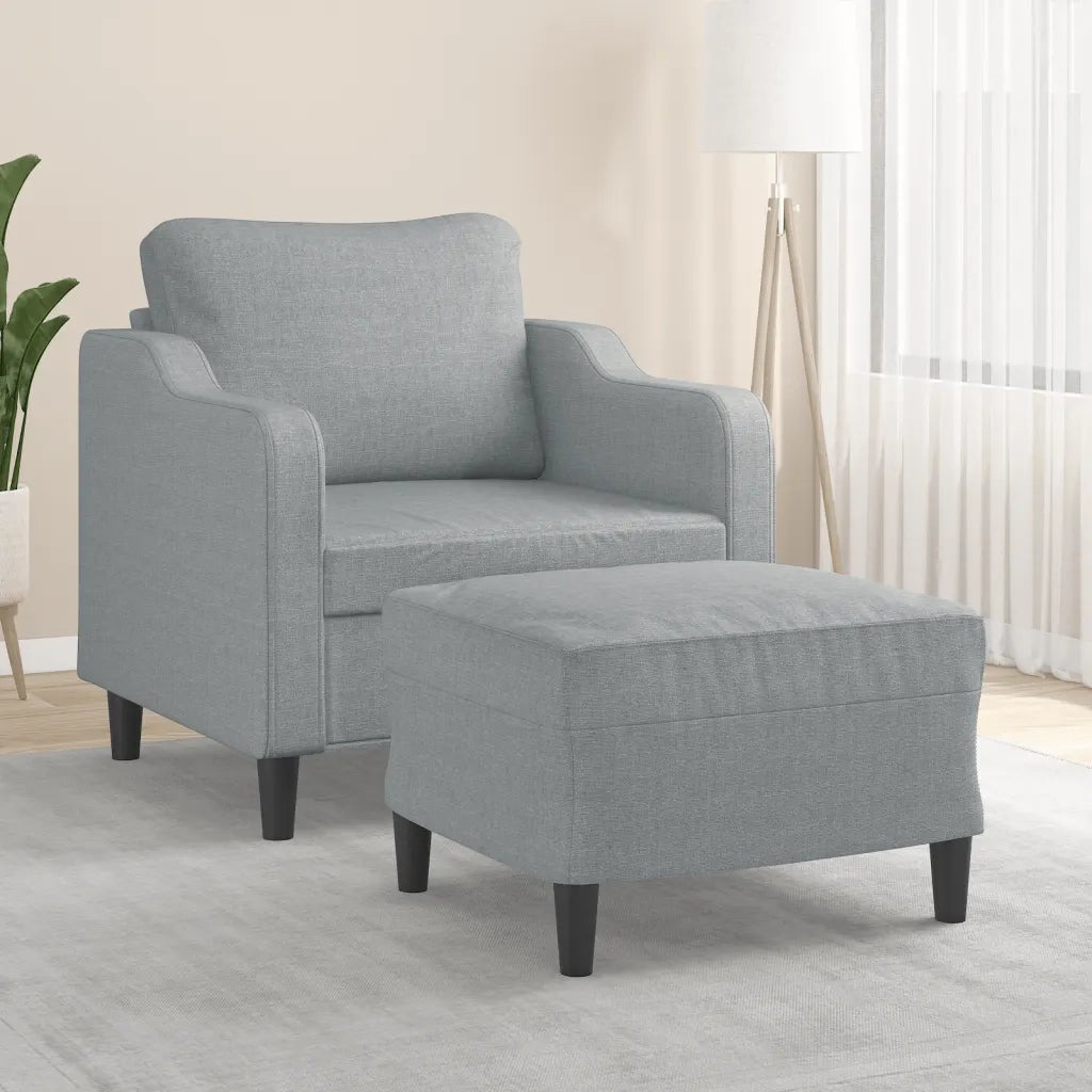 Poltrona | Sedia Relax con Poggiapiedi Grigio Chiaro 60 cm in Tessuto