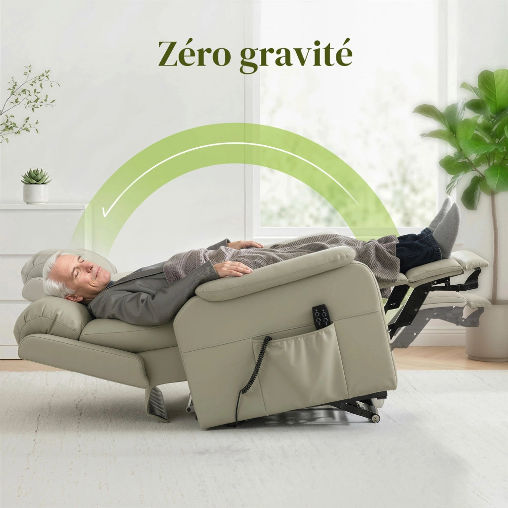Poltrona relax elettrica alzapersona ¨C Xylo ¨C doppio motore reclinabile crema 87x96x105cm