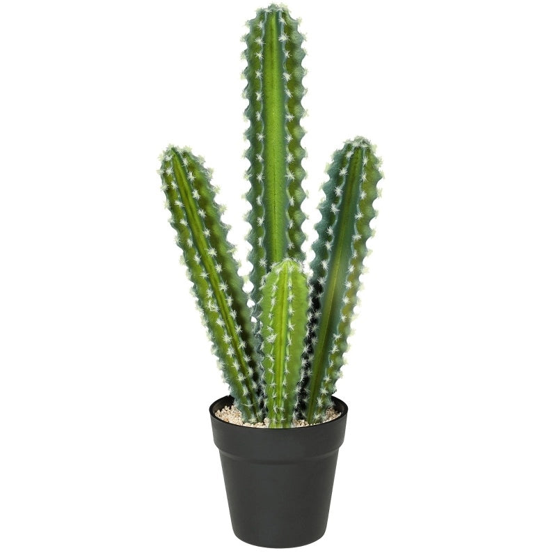 Pianta artificiale cactus ULEVR 53 cm in plastica verde con vaso decorativo per casa e ufficio
