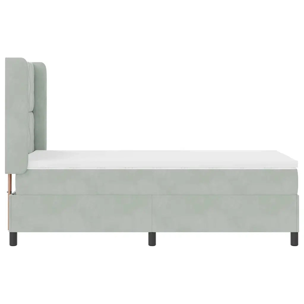 Letto a molle con materasso Grigio chiaro 90 x 190 cm Velluto