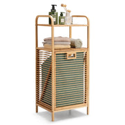 Cesto portabiancheria basculante 40,5 x 33 x 95,5 cm grande capacità facile da spostare design moderno in bambù naturale 20_0021034