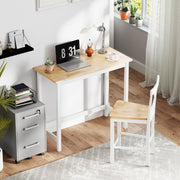 Tavolo da bar 108x48x91 cm per 2 persone in legno di caucciù effetto rovere e bianco