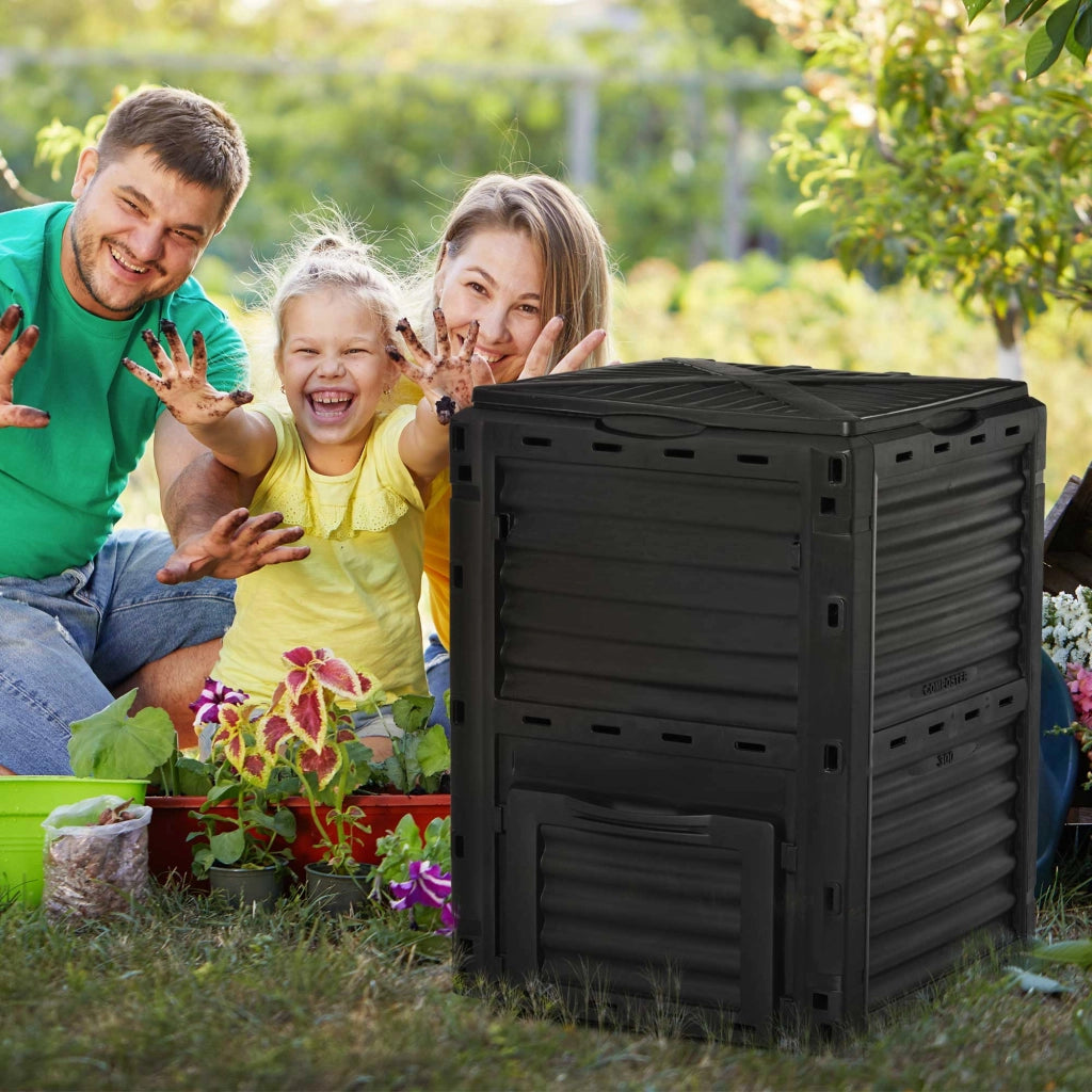 Compostiera da Giardino 300L ¨C zephmum ¨C Plastica Nera