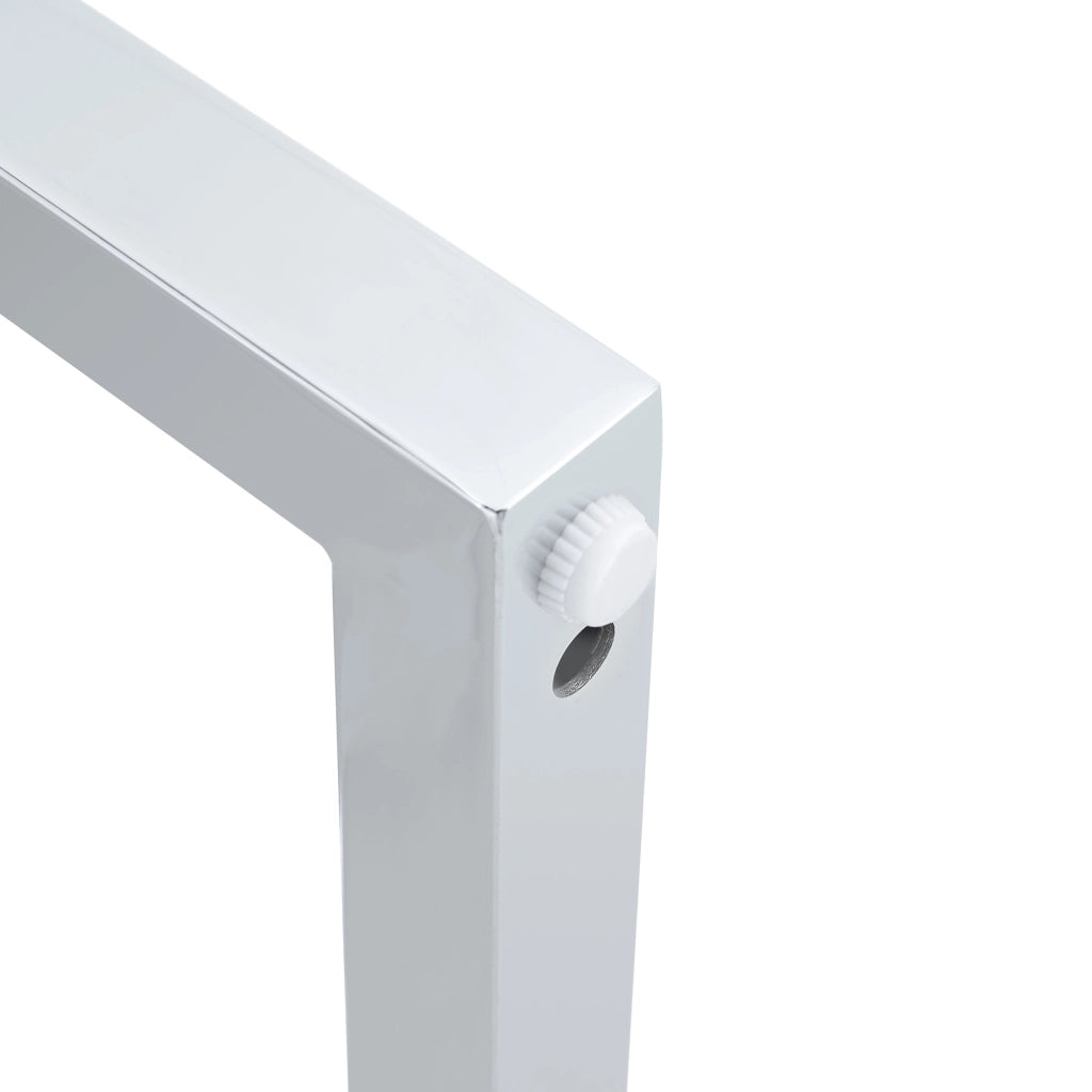 Set di 2 sgabelli da bar con seduta imbottita e struttura stabile in similpelle bianca e argento