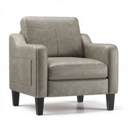 Poltrona moderna in PU in stile Mid-Century con vano portaoggetti laterale, comfort ergonomico per soggiorno e ufficio, grigio