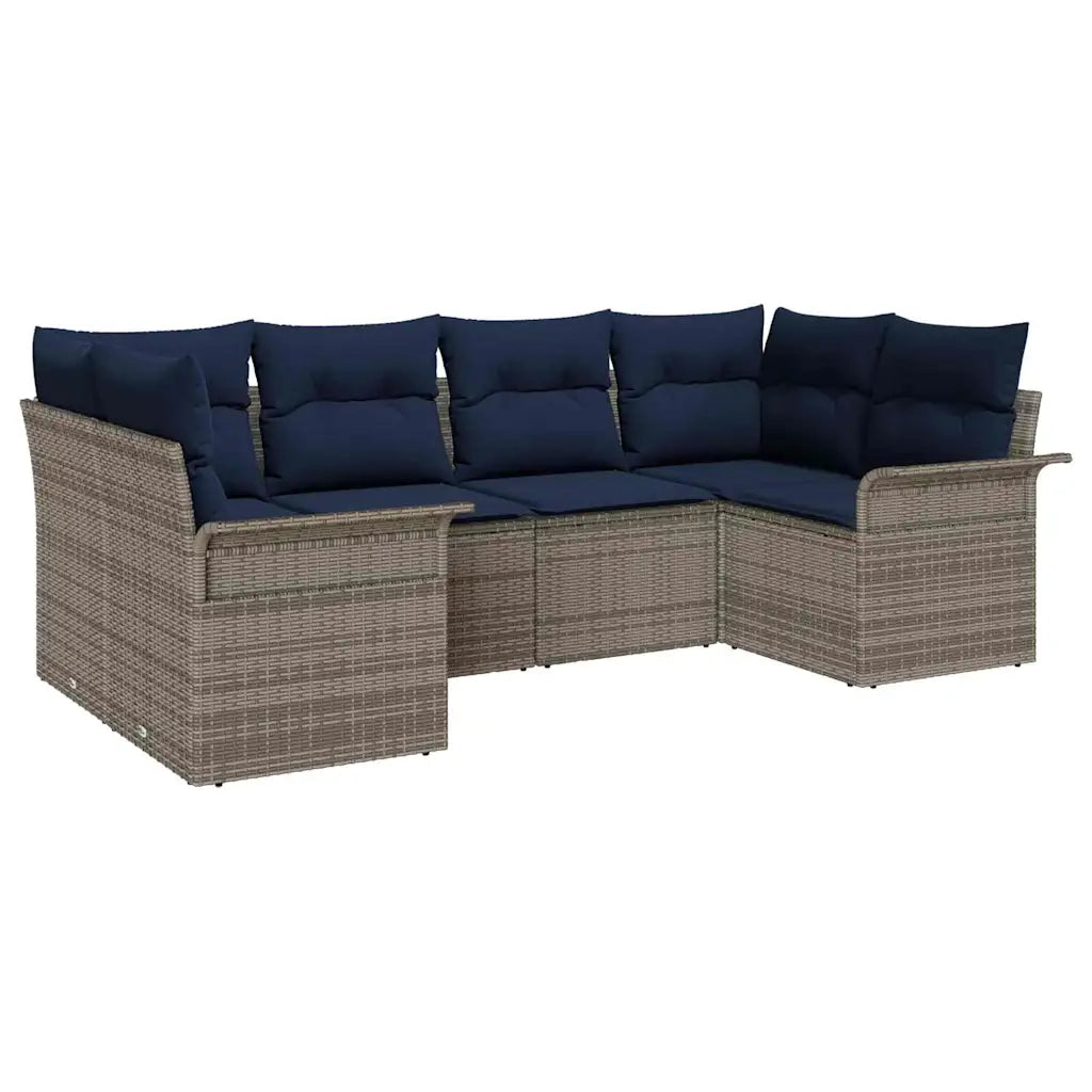 Set Divano da Giardino con cuscino 6 pcs Grigio polyrattan 3345505