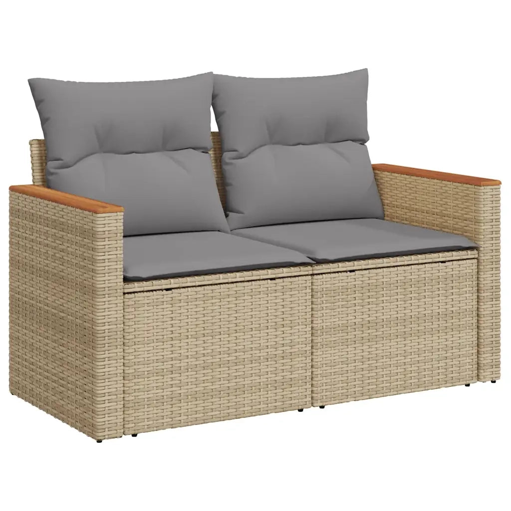 Divano da Giardino con Cuscini a 2 Posti Beige in Polyrattan 366097