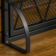 Parascintille a 3 pannelli in metallo nero 120 x 79 cm per camino interno