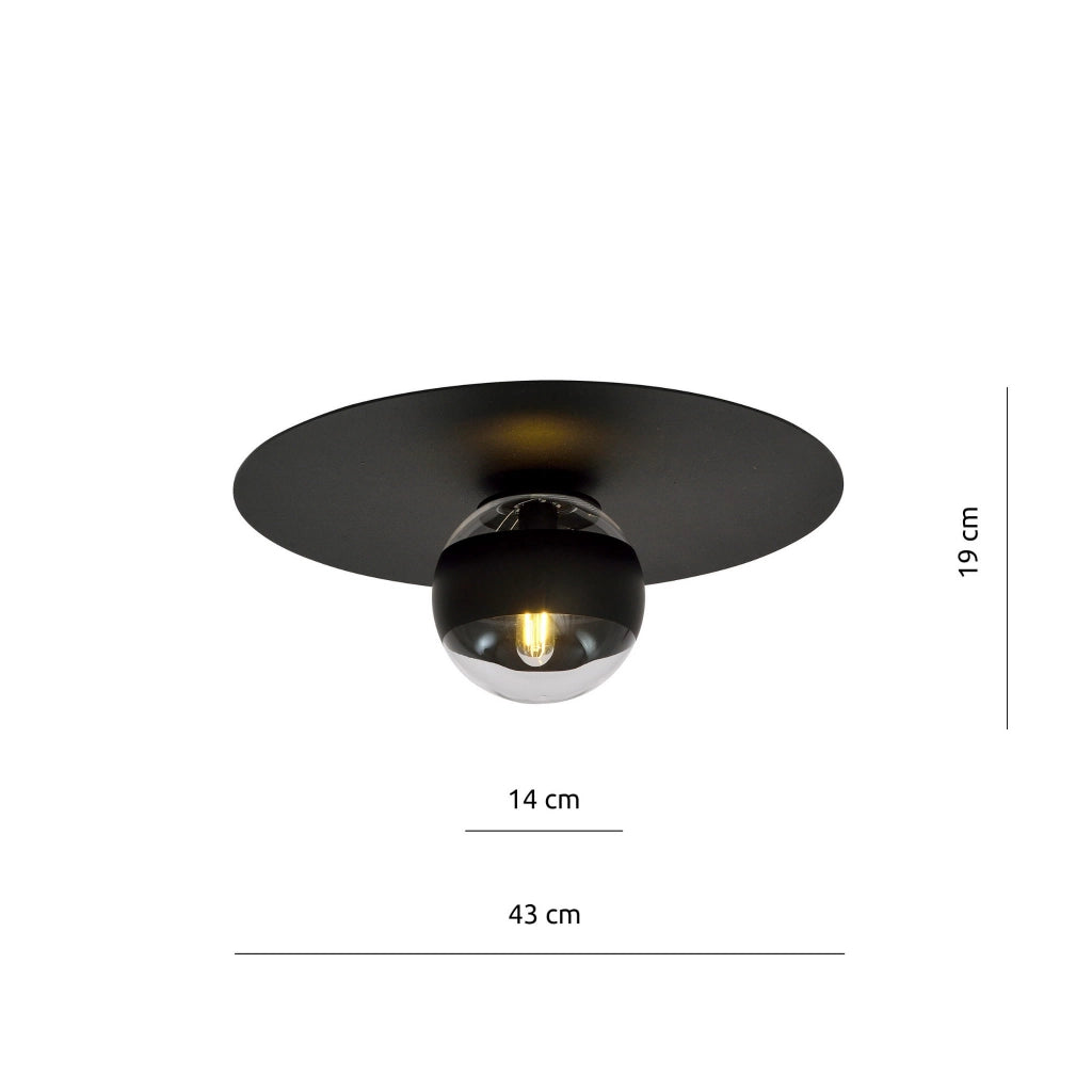 Plafoniera Emibig Solar 1 luce E14 nera dimmerabile