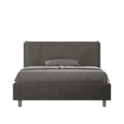 BS COM Letto matrimoniale francese contenitore imbottito 140x190 microfibra grigio Large