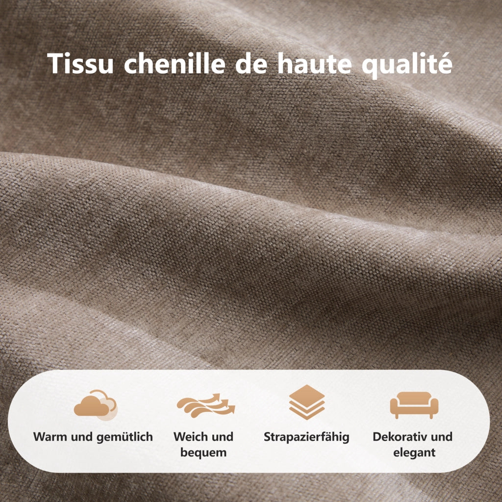 Divano Modulare 4 Posti in Tessuto Chenille ¨C MINIMAL ¨C Marrone, Braccioli, Soggiorno