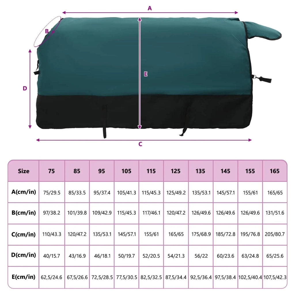 Coperta per Cavalli Verde Scuro e Nero 165 cm Poliestere 42013076
