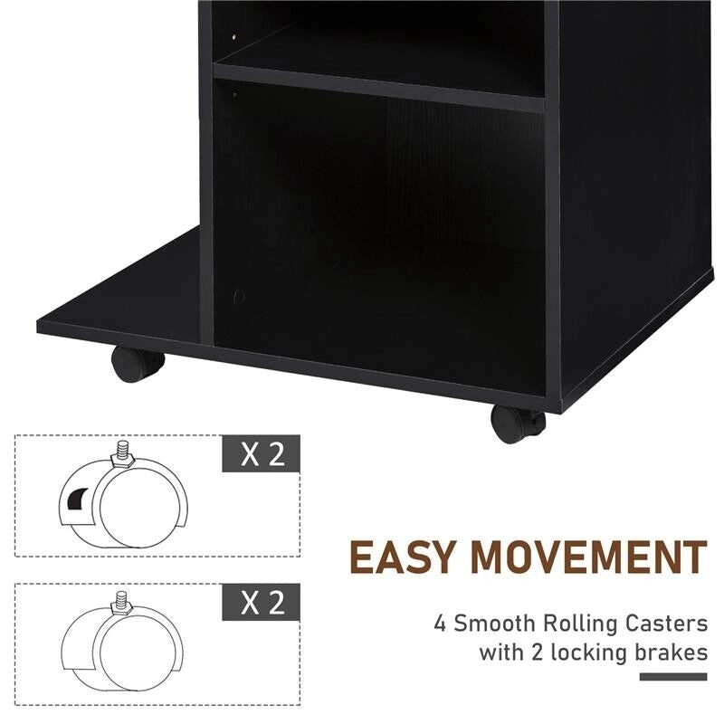 MOBILE PORTA STAMPANTE IN LEGNO NERO CON 1 CASSETTO 2 RIPIANI MENSOLA CPU