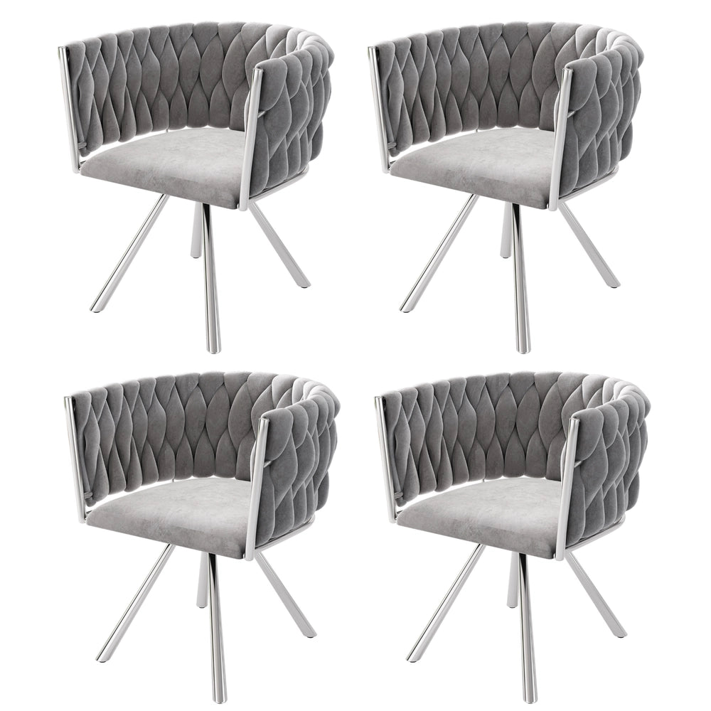 Set 4 sedie da pranzo girevoli ¨C Minimal ¨C Grigio, rivestimento velluto, gambe metallo argento