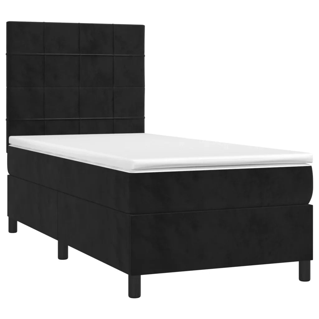 Giroletto a Molle con Materasso-Struttura Letto Nero 80x200 cm in Velluto 721762