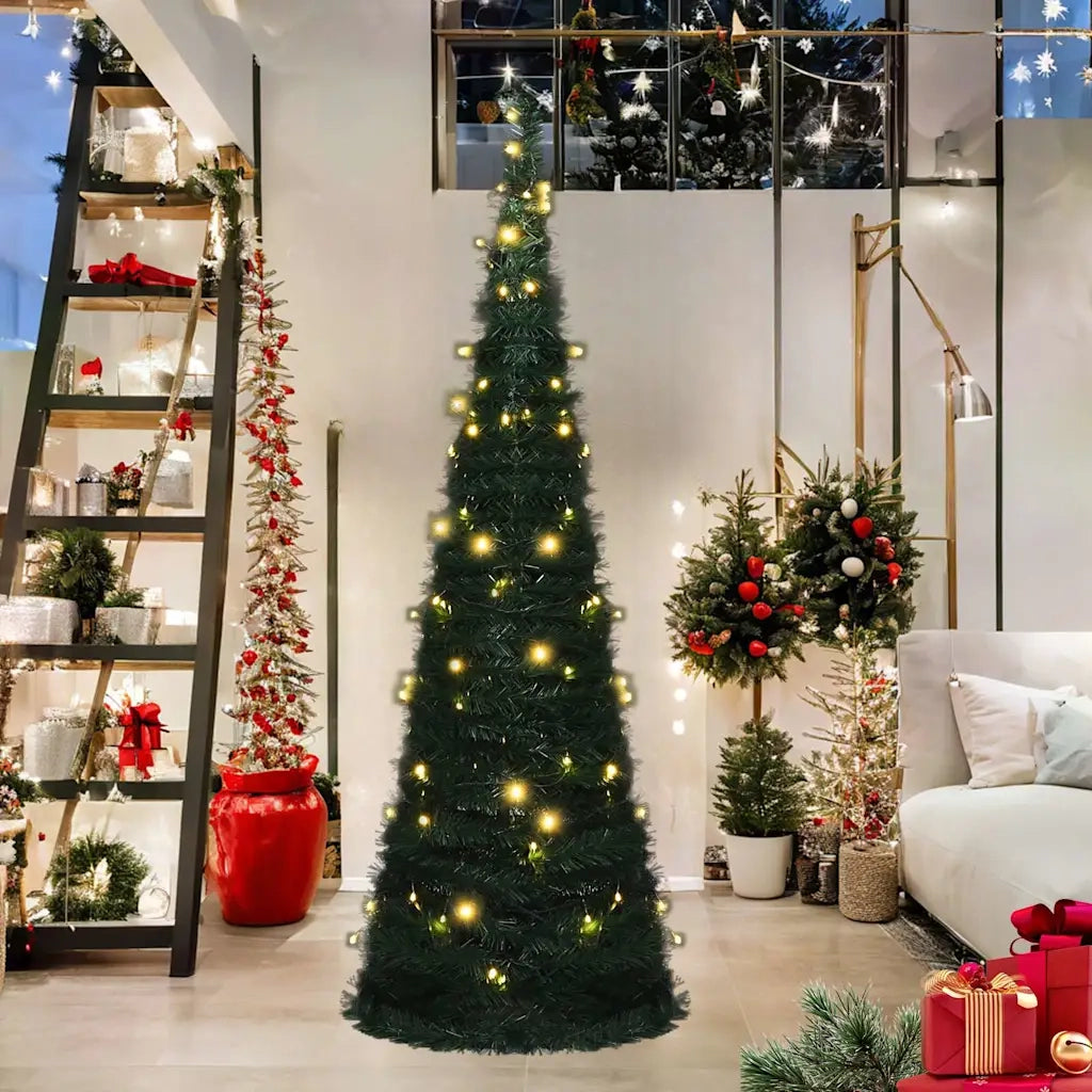 Albero di Natale Artificiale Apribile Preilluminato Verde 180cm 321524