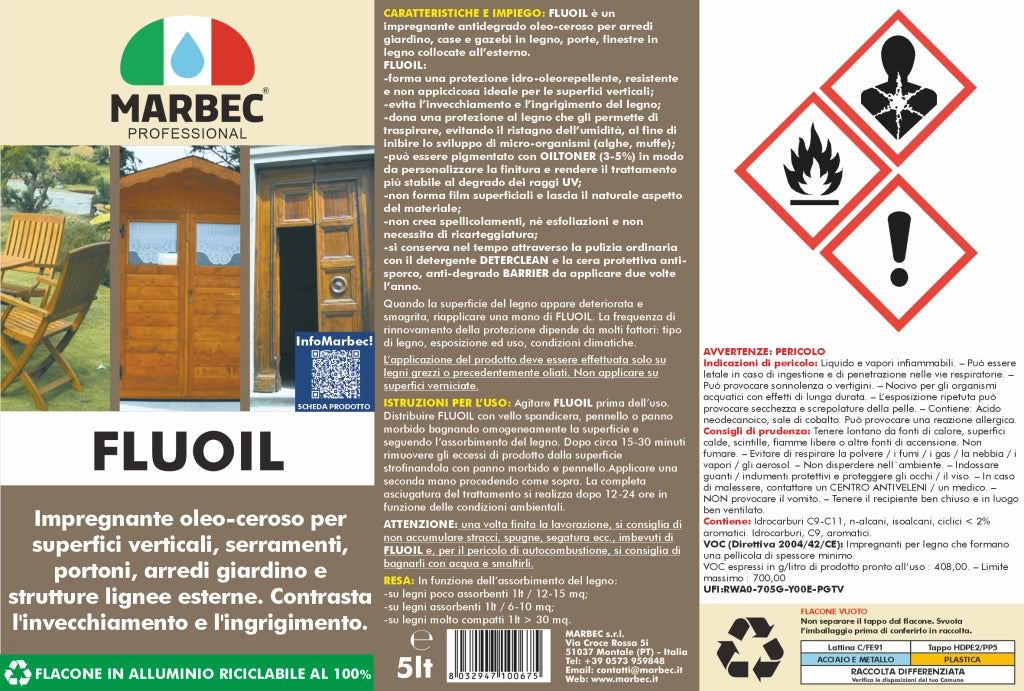 Impregnante per legno esterno FLUOIL   5LTx4Pz