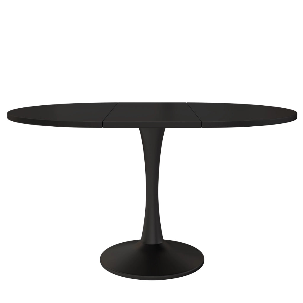 Tavolo da pranzo allungabile ovale - per sala da pranzo - in MDF - 100/140×100×75 cm - nero