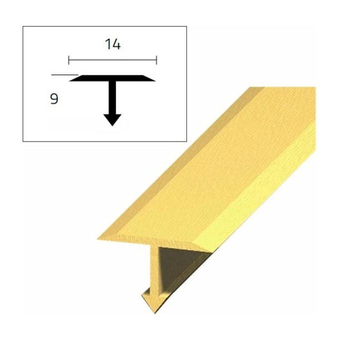 Arcansas Profilo a T in Ottone Lucidato Passatoia per Pavimenti 14x9 mm 90 cm