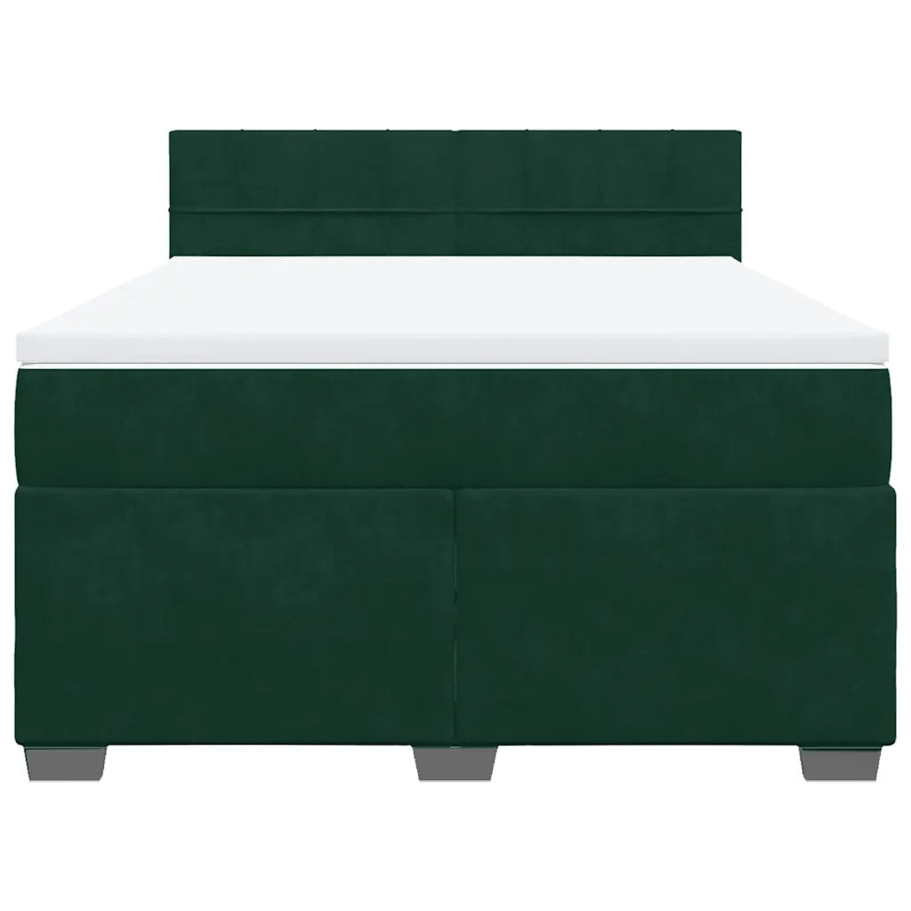 Giroletto a Molle con Materasso Verde Scuro 160x200 cm Velluto 3286357