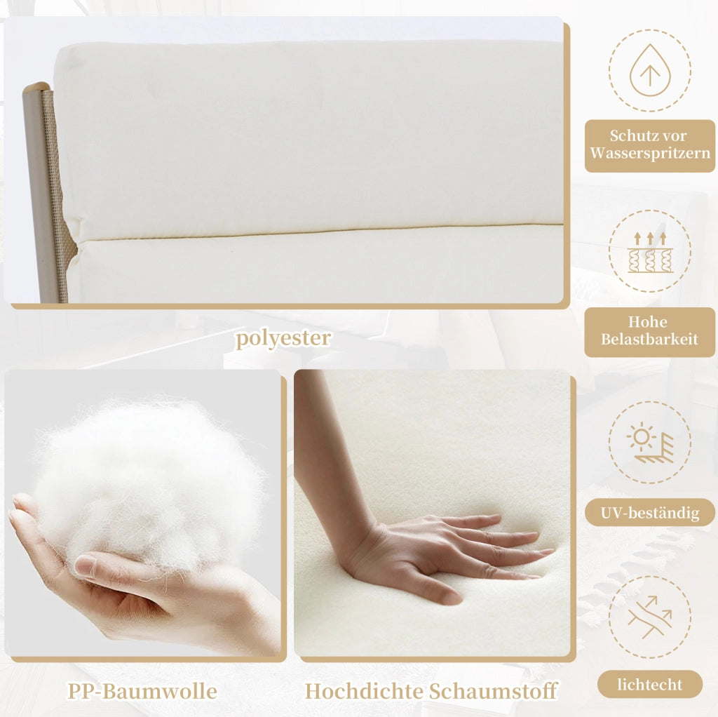 Set di 2 sedie da esterno beige con braccioli e cuscino