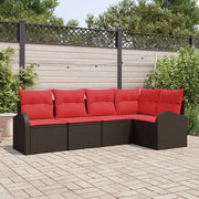 Set Divano da Giardino 5 pcs Marrone e Rosso polyrattan 3354713