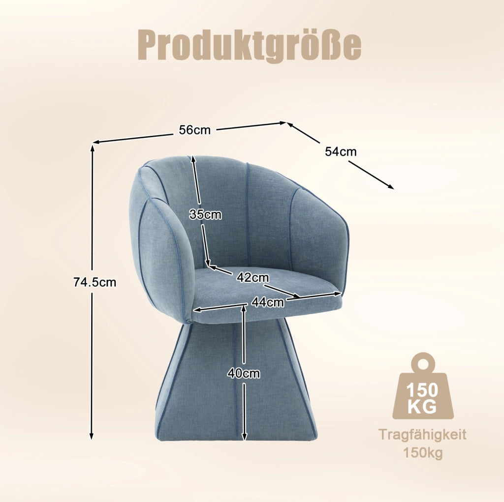 Poltrona girevole 360° in ciniglia blu con schienale alto HOMVRA
