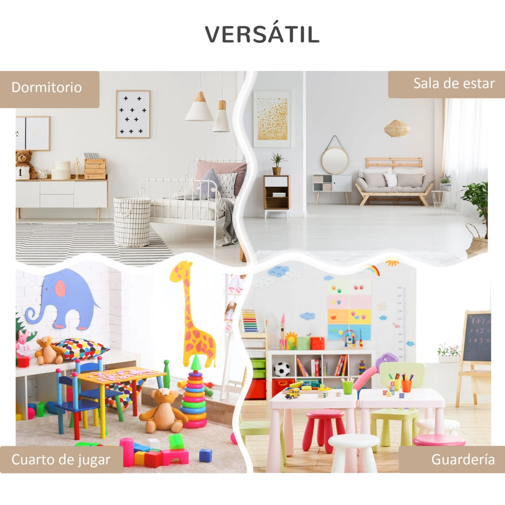 Libreria per Bambini con 3 Ripiani, 2 Cubi e Cassetto con Ruote ¨C Zephmum ¨C Grigio 60x30x90 cm