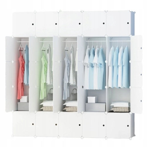 Grande armadio modulare bianco, capiente, 183x183x47 cm.