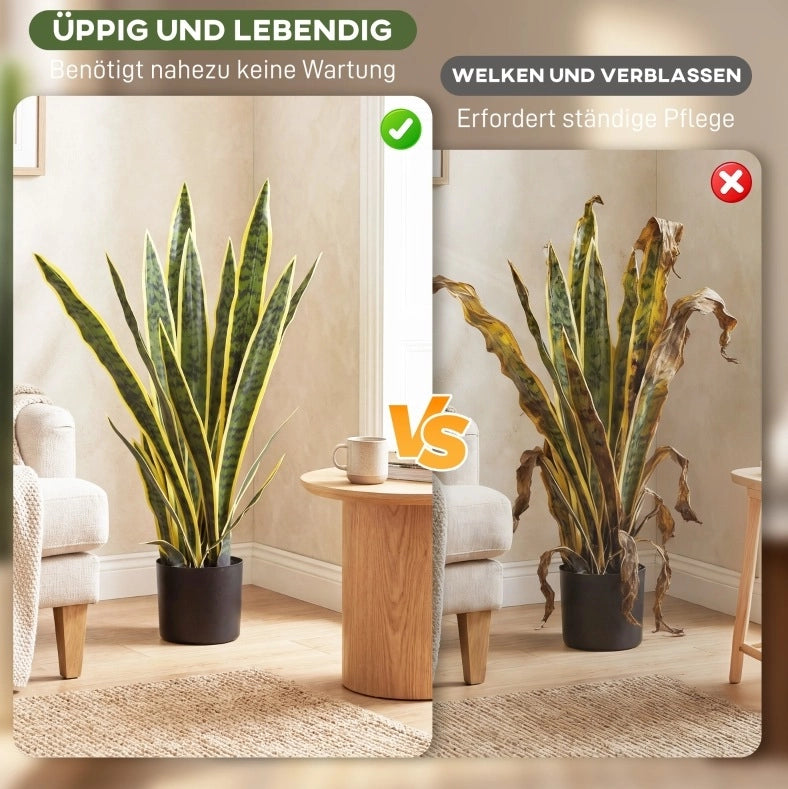 Pianta artificiale sansevieria 15x15x77 cm in polietilene verde con vaso