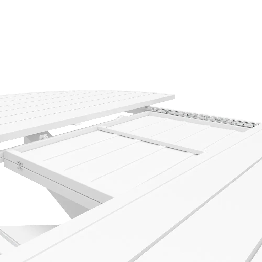 Tavolo da esterno ovale in alluminio bianco allungabile 145/199x75cm | Juma