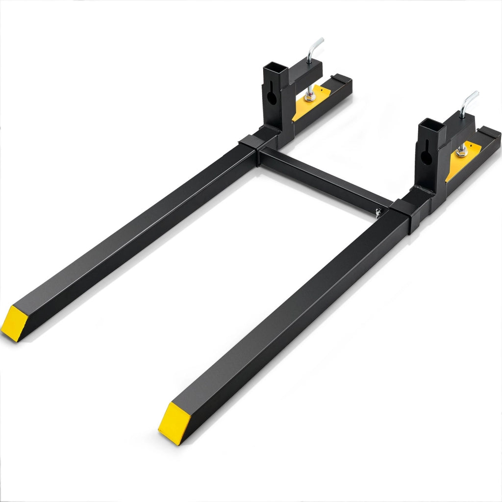 Coppia di Forche per Pallet HC60-2000T in Acciaio per Benna Trattore e Minipala, Portata 907 kg, Lunghezza 149cm, Barra Regolabile 495-915 mm