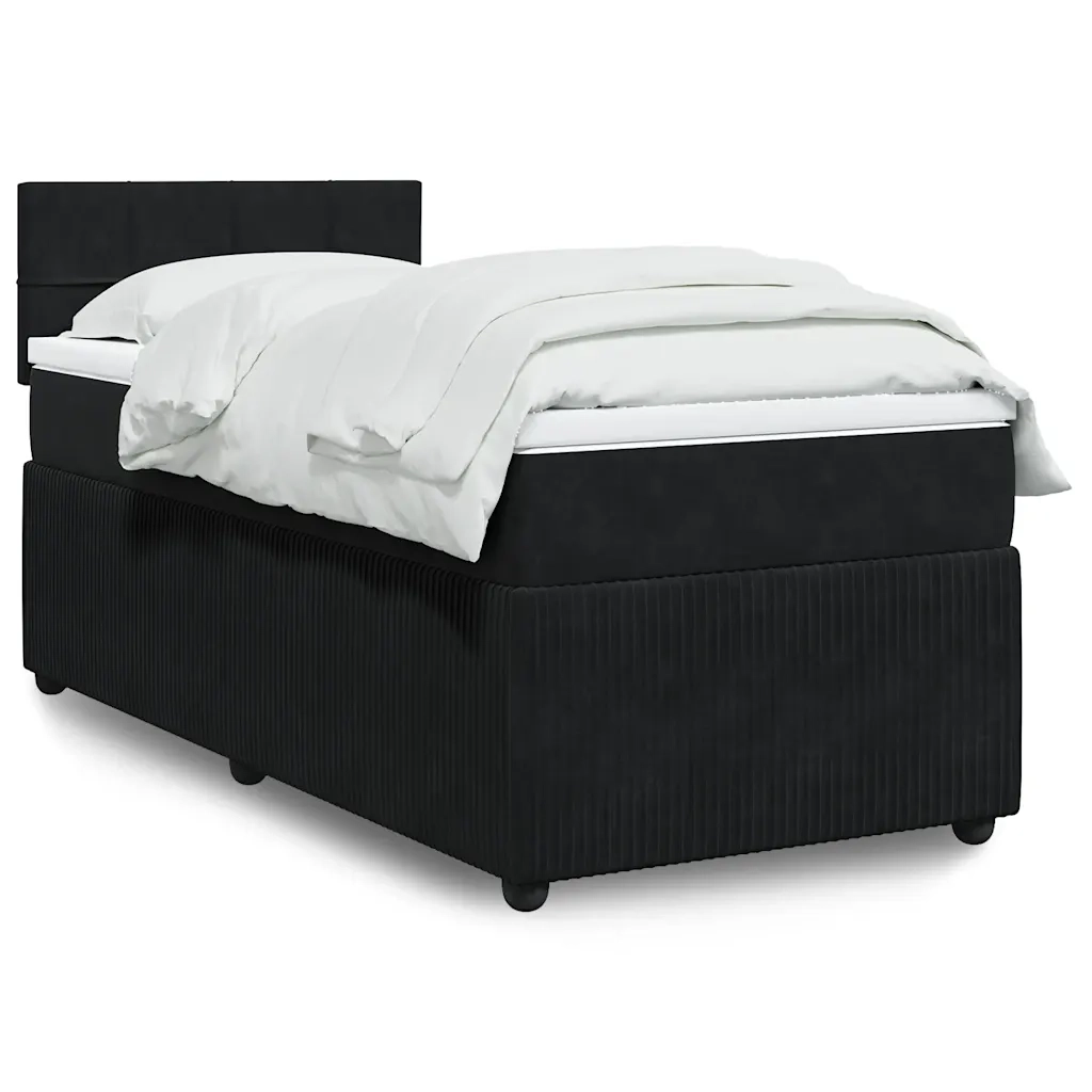 Giroletto a Molle con Materasso-Struttura Letto Nero 80x200 cm in Velluto 570480