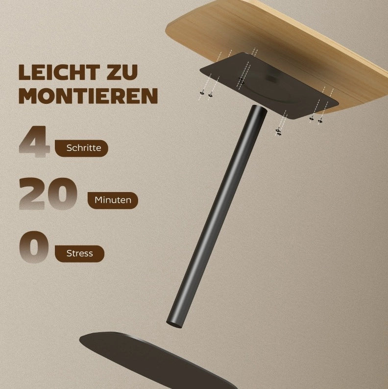 Tavolo da Pranzo Quadrato 60 cm con Piano MDF e Base in Acciaio, Naturale e Nero