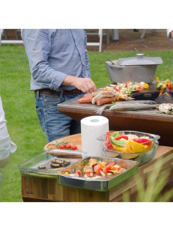 Braciere da giardino, Barbecue con copertura protettiva - G1 Basic corten