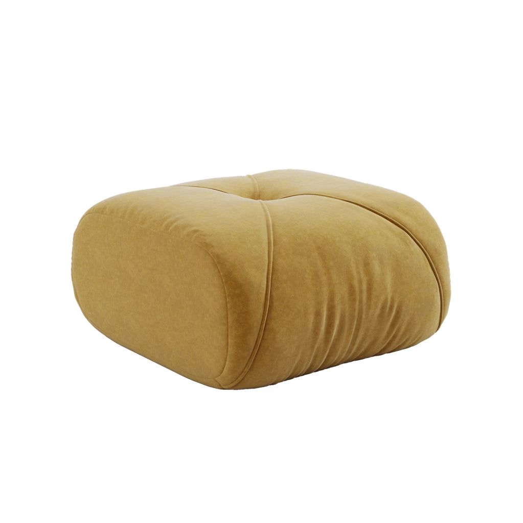Pouf Elowin in Chenille Giallo dal design ergonomico e confortevole