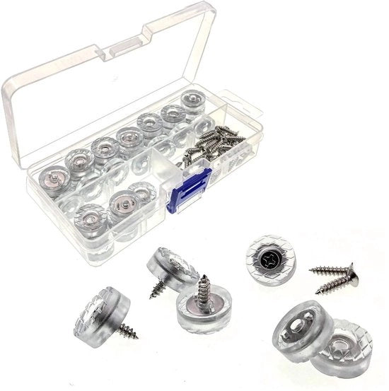 Protezione Antiscivolo per Pavimenti - 40 pezzi - 18 mm Gomma Silicone - Inclusi Viti - Translucido Duraturo - Per Pavimenti Rigidi - Protezioni per Pedane di Sedia