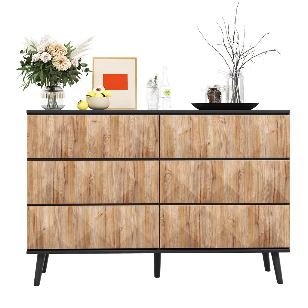 Sideboard moderno 120x40x85 cm con 6 cassetti