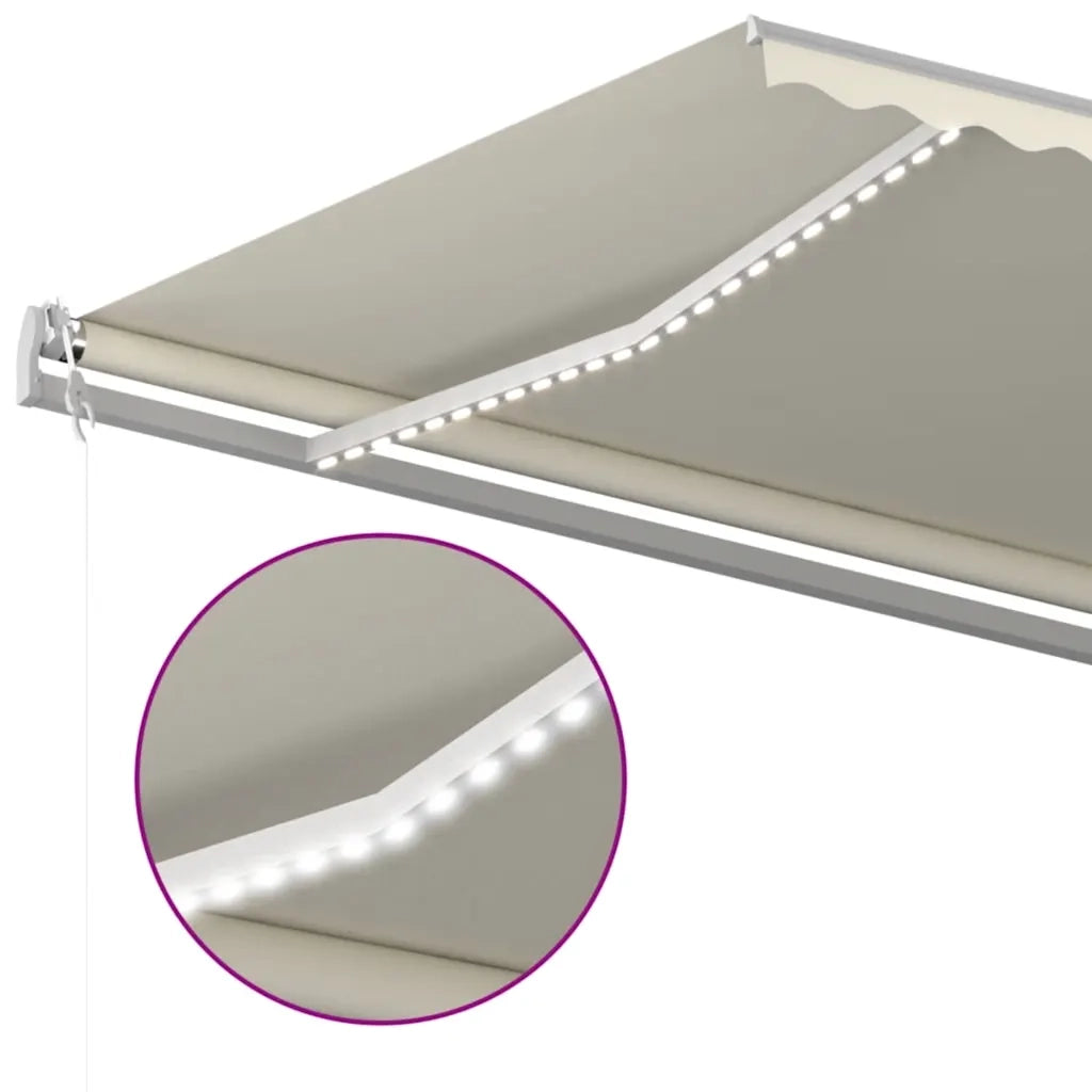 Tenda Automatica con Sensore Vento e LED 600x300 cm Crema 3068972