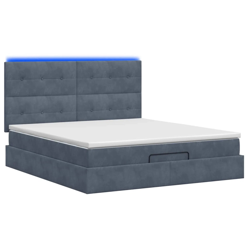 Letto Ottomano con Materasso e LED Grigio Scuro 140 x 190 cm 3458302