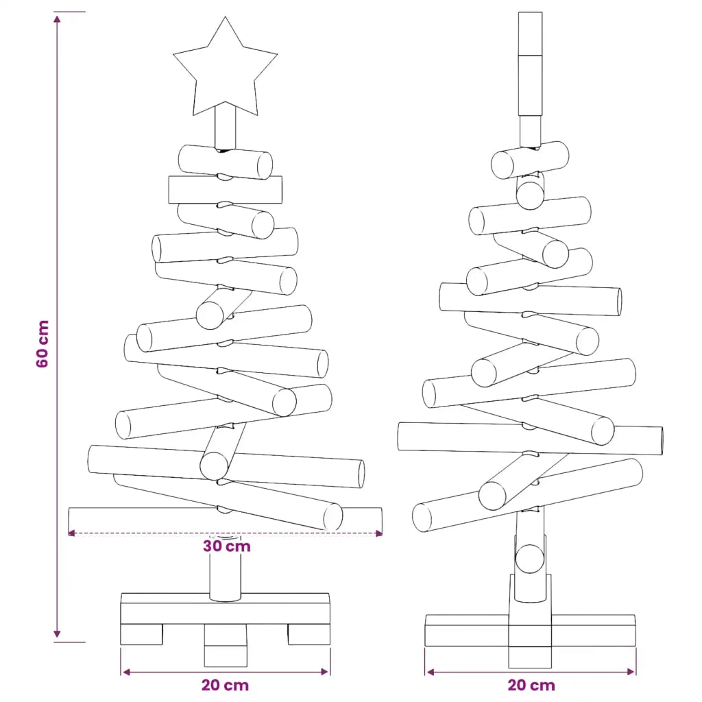 Albero di Natale in legno KOTKA 60 cm Legno Massello di Pino 42051515