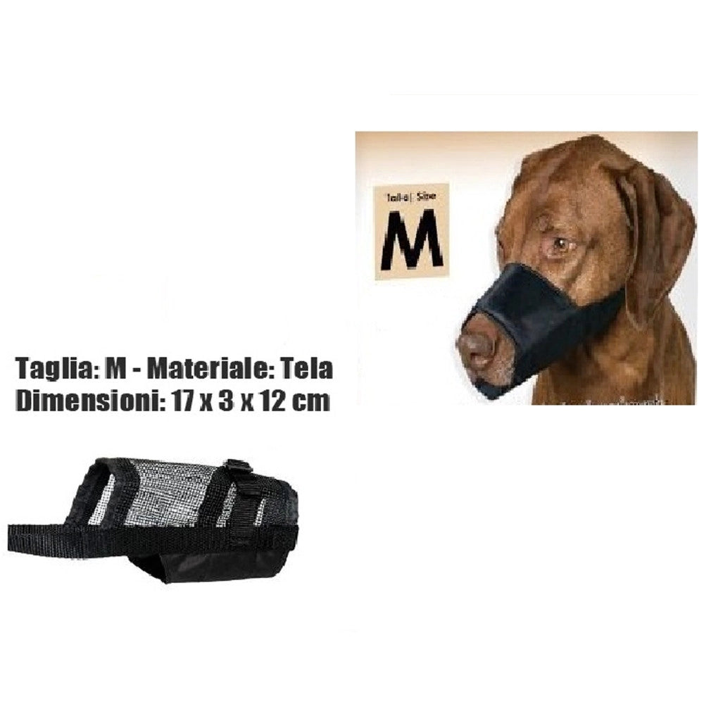 Trade Shop - Museruola Cane Misura M In Tela Robusta Leggera Atossica Lavabile Nero -