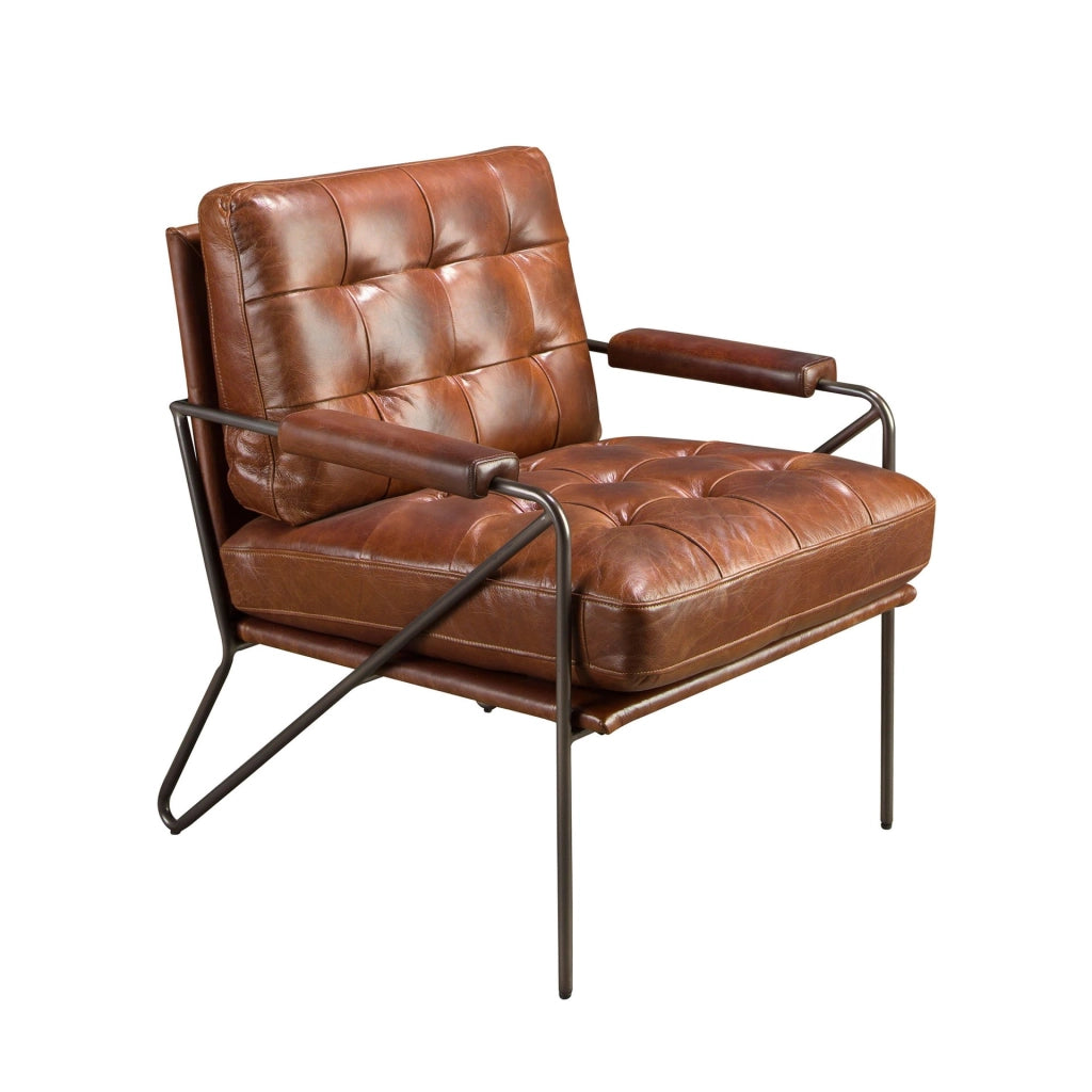 Poltrona in pelle marrone cognac