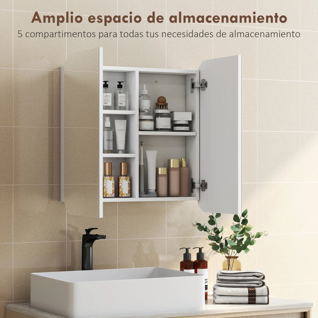 Specchio Armadietto Bagno ¨C Xylo ¨C Bianco 68x13x66 cm 2 Ante Ripiani