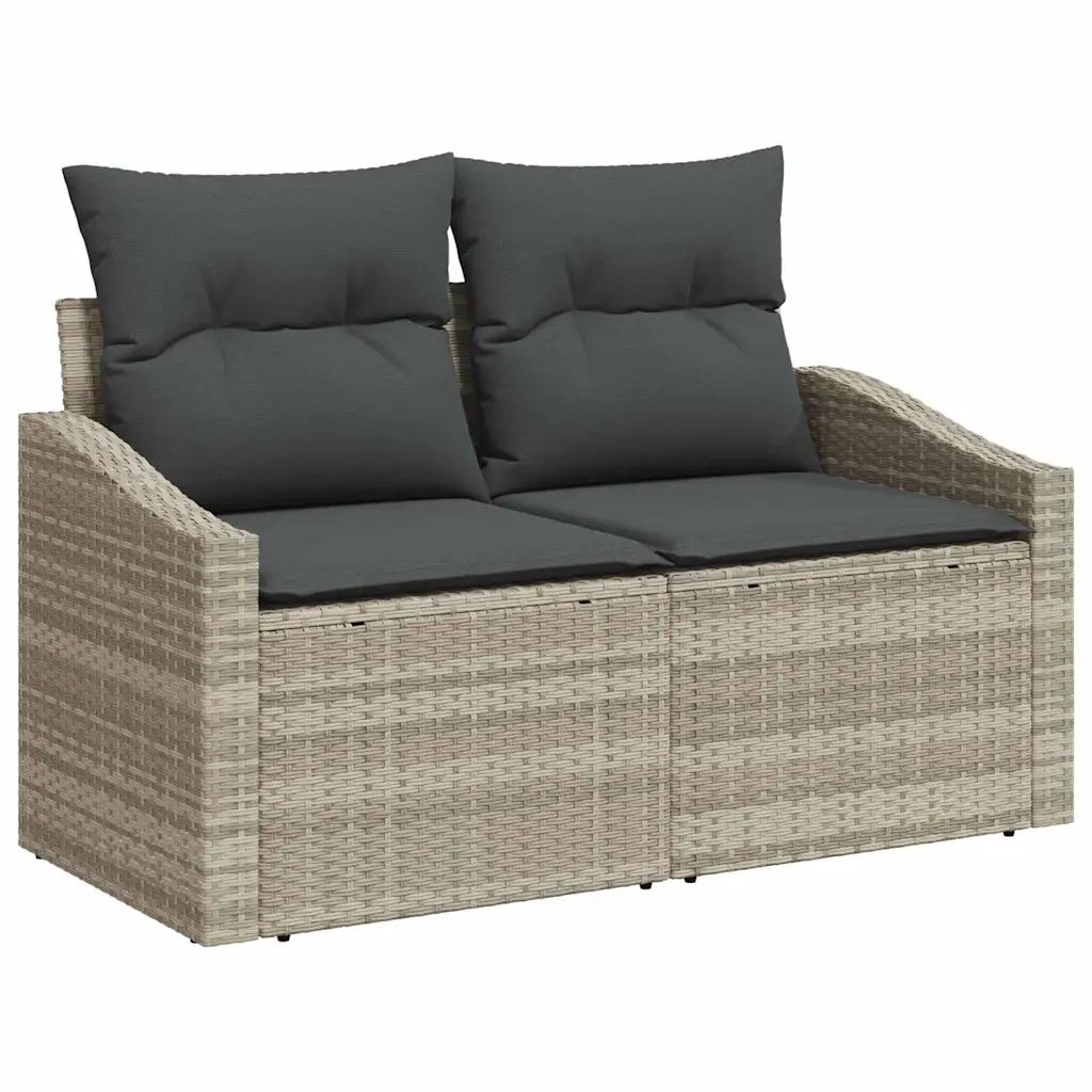 Set Divano da Giardino 9 pcs Grigio chiaro Poly Rattan