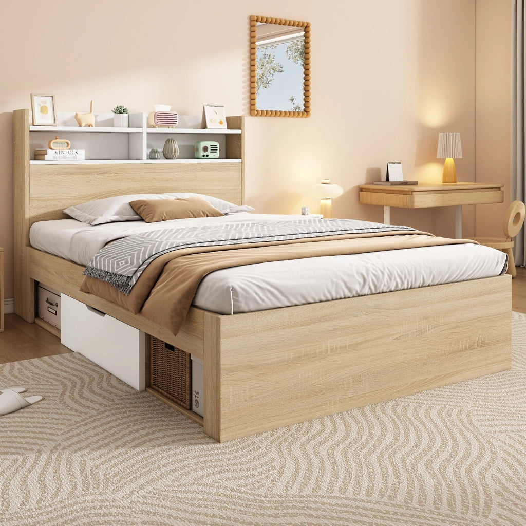 letto singolo legno bianco quercia 90x200 cm