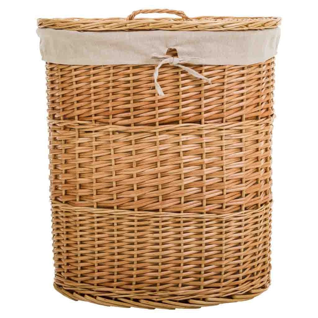 Set di 3 cestini in vimini foderati marroni